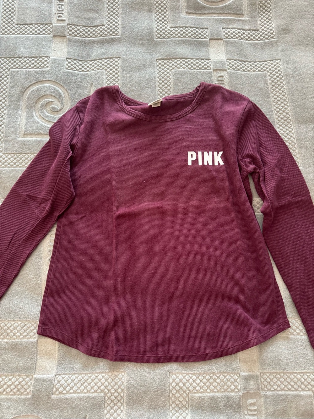Victoria's Secret PINK Shirt Thermal Maroon Long Sleeve